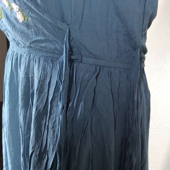 Love + Harmony Faux Wrap Maxi Womens Dress Embroidered Flutter Sleeve V-Neck - Picture 9 of 15